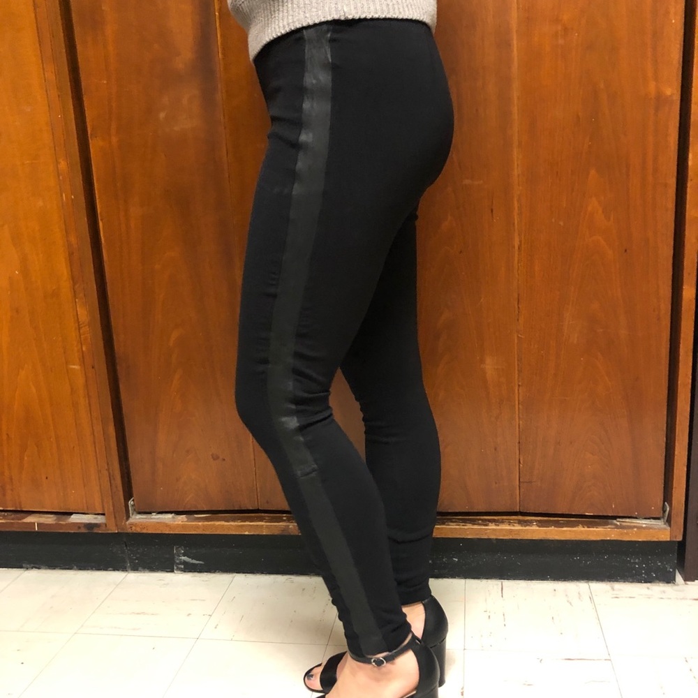 J. Crew leggings with leather side stripe